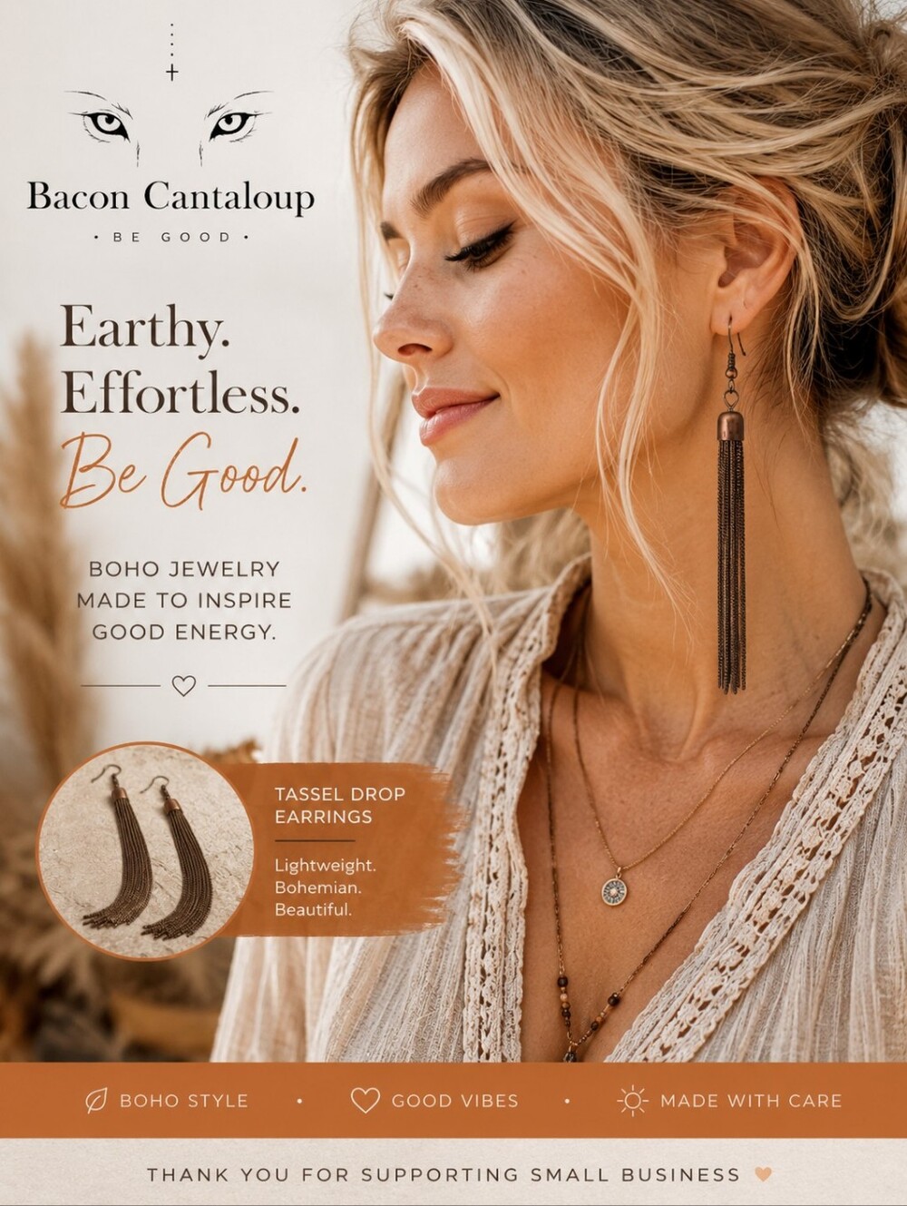 Multi-Strand Metallic Tassel Hook Earrings - Brown